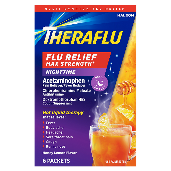 Nighttime Flu Relief Max Strength Hot Liquid Powder